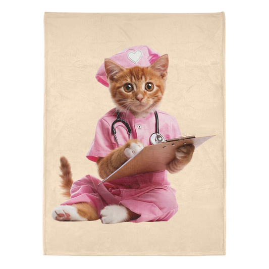 Kitten Nurse Soft Plush Blanket 60" X 80"