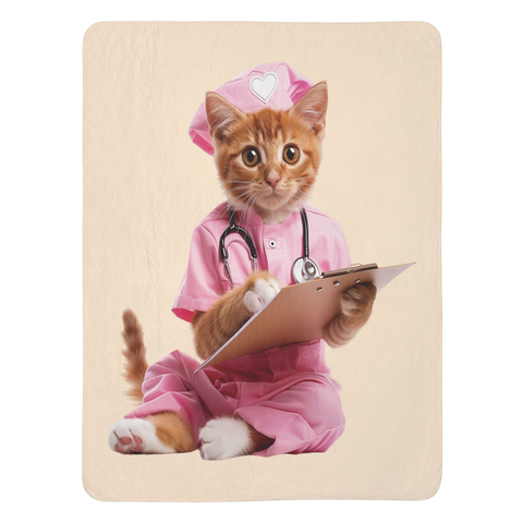 Kitten Nurse Sherpa Blanket 60" X 80"