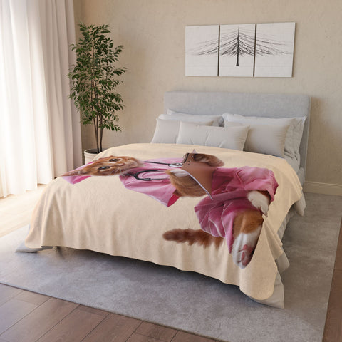 Kitten Nurse Sherpa Blanket 60" X 80"